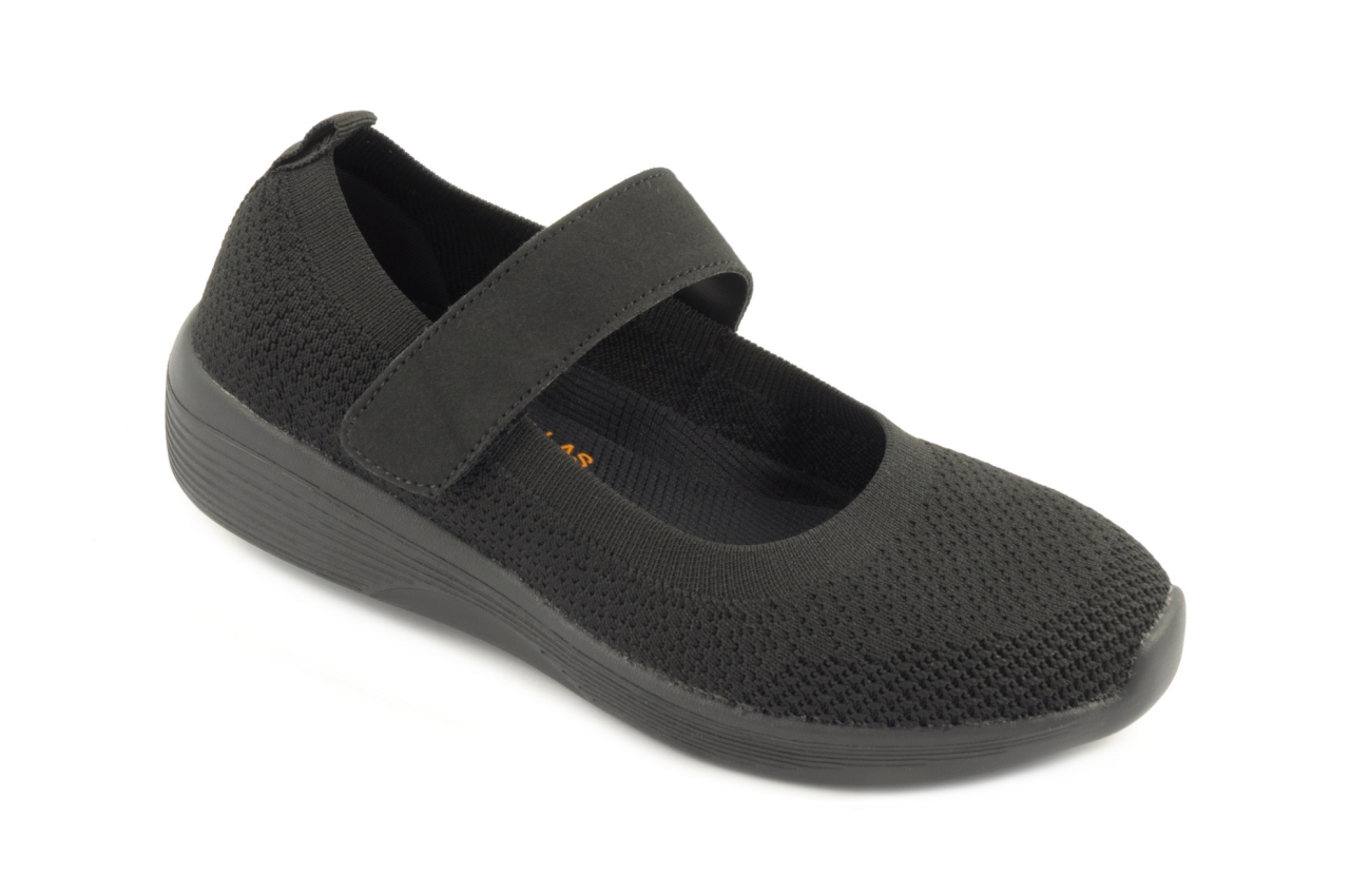 Doctor Cutillas - Mercedes con cinta textil adhesiva, admite plantilla ortopédica, calzado para mujer en tejido elástico de color negro