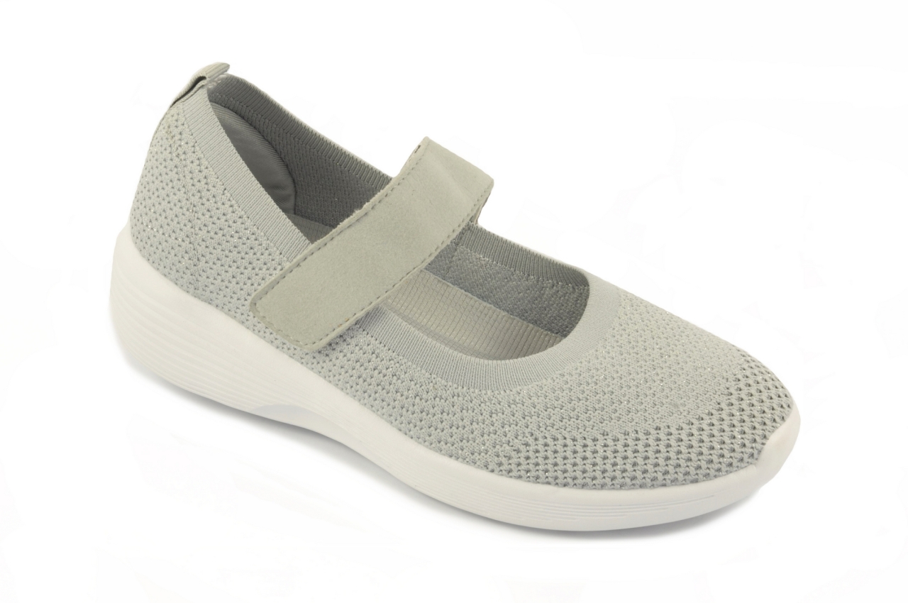 Doctor Cutillas - Mercedes con cinta textil adhesiva, admite plantilla ortopédica, calzado para mujer en tejido elástico de color plata