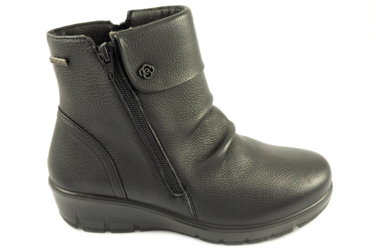 G Comfort - Botín impermeable con cremallera, admite plantilla ortopédica, calzado de mujer en piel de color negro