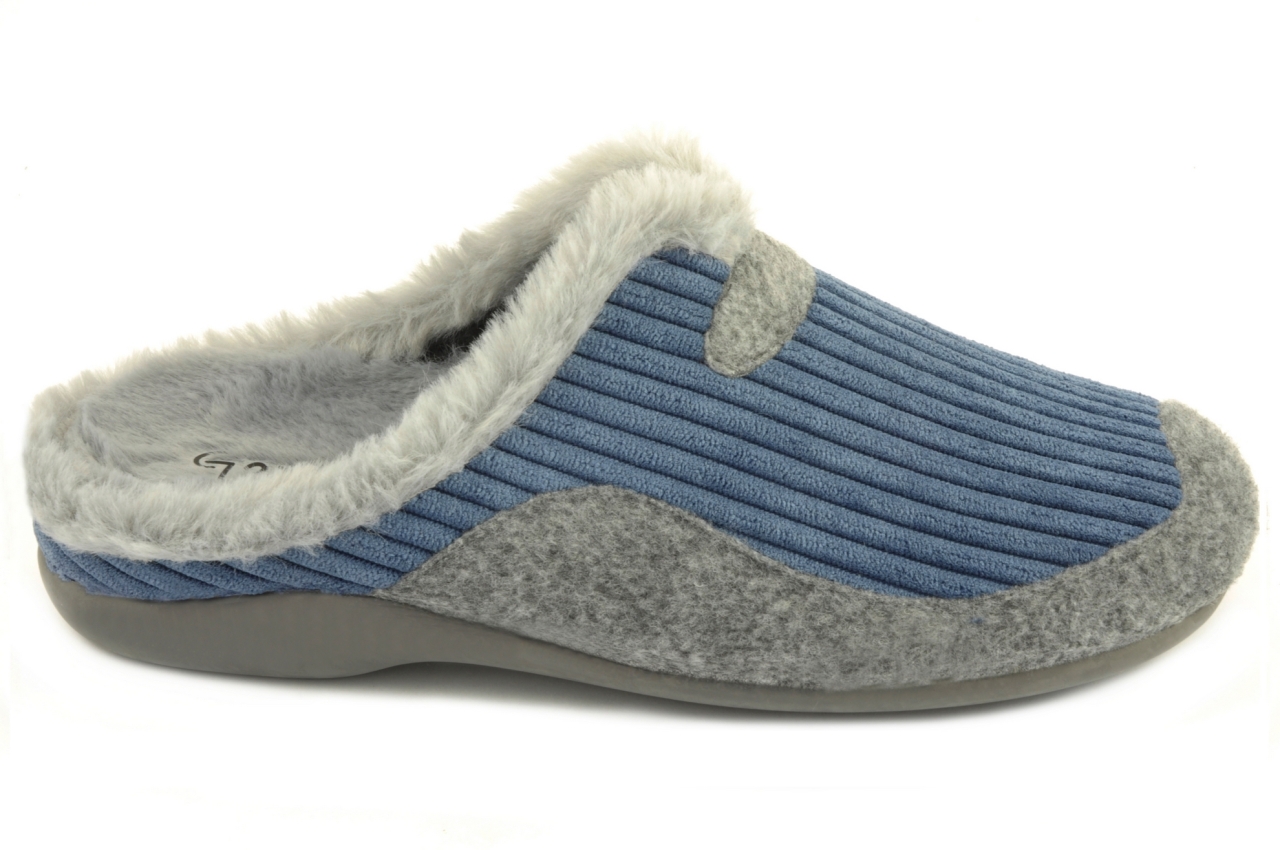 Garzón - Zapatilla de pana destalonada, admite colocar plantillas ortopédicas, calzado para mujer en color azul