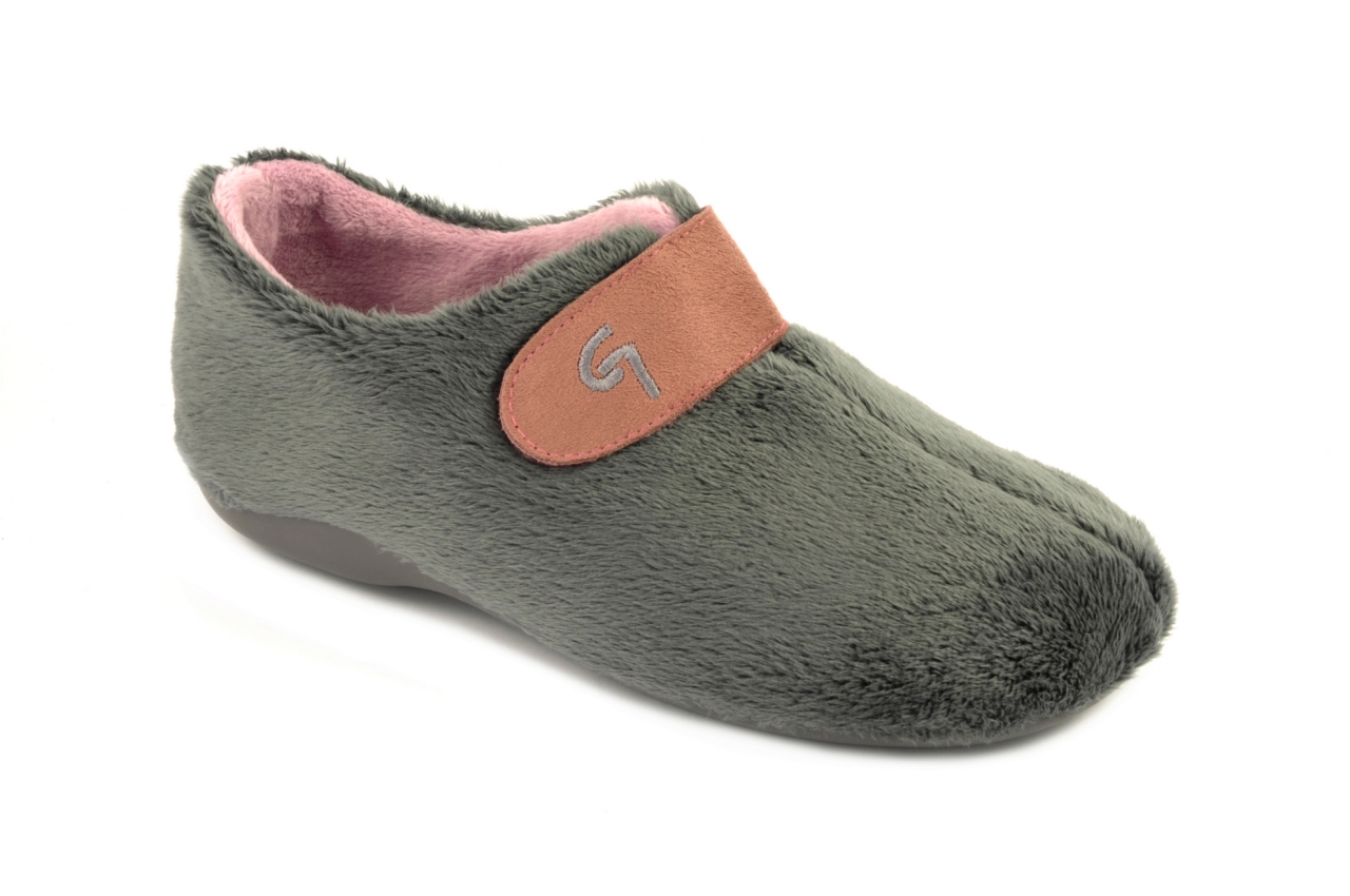Garzón - Zapatilla cerrada con velcro, admite colocar plantillas ortopédicas, calzado para mujer en tejido de color gris oscuro