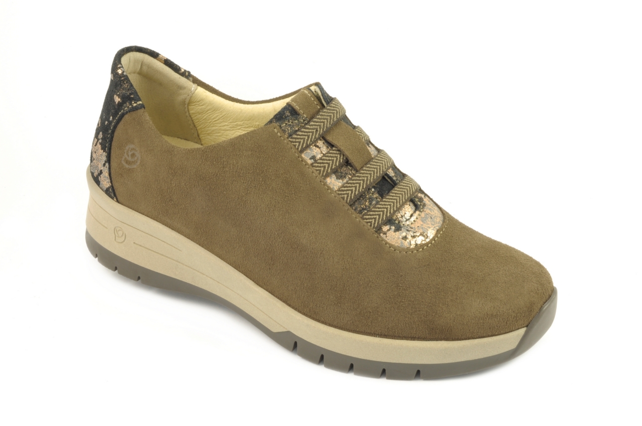 Suave - Zapato abotinado, admite plantilla ortopédica, calzado para mujer en piel de serraje color marrón