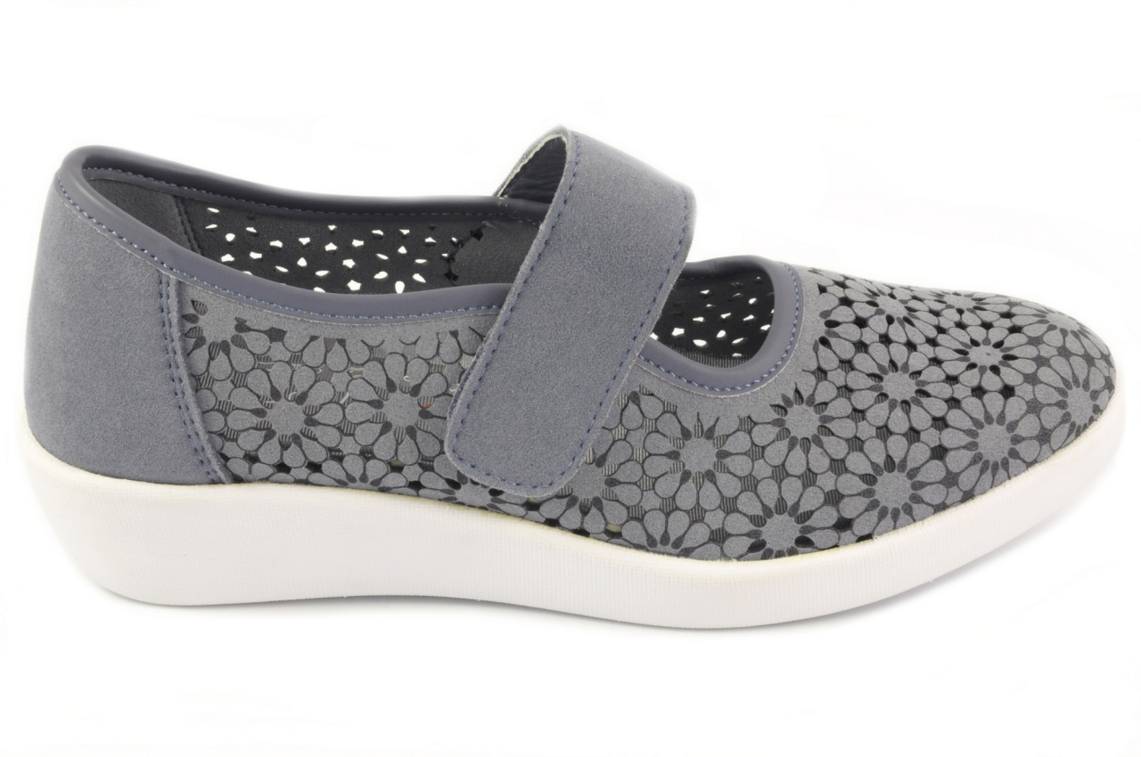 Doctor Cutillas - Zapatilla tipo mercedes perforada con cinta textil adhesiva, admite plantilla ortopédica, para mujer en tejido de color pacífico