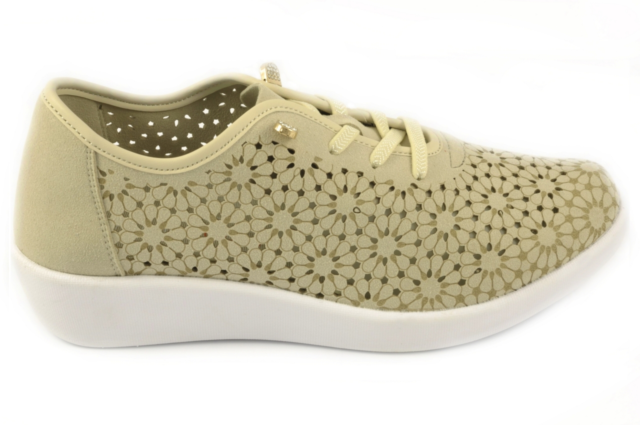 Doctor Cutillas - Zapatilla deportiva perforada con cordón elástico, admite plantilla ortopédica, para mujer en tejido de color beige