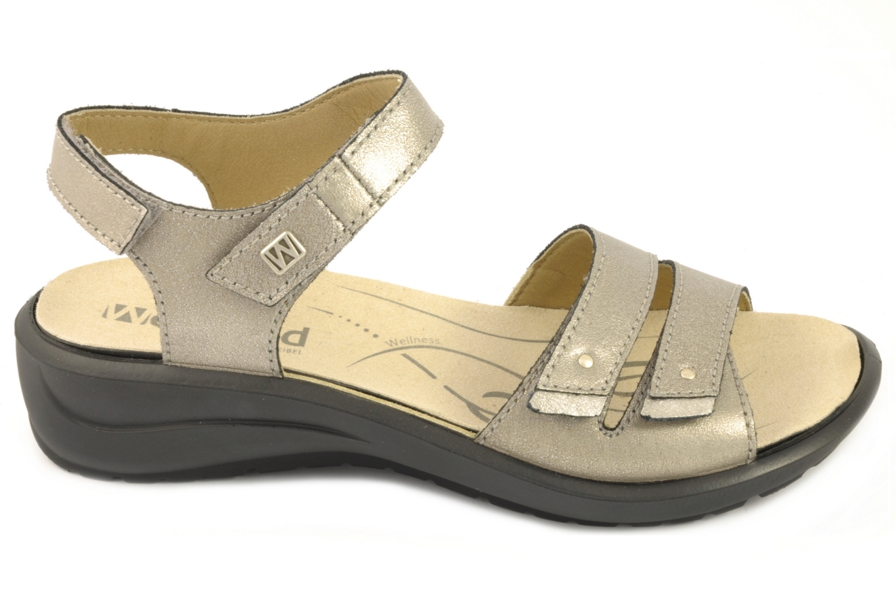 Westland - Sandalia con 4 tiras de velcro, admite plantilla ortopédica, calzado de mujer en piel de color plata