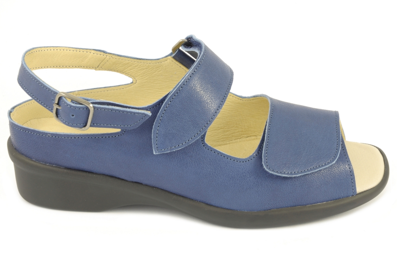Trimas - Sandalia de plantilla ortopédica con velcro de tira vuelta para mujer, en piel de color azul