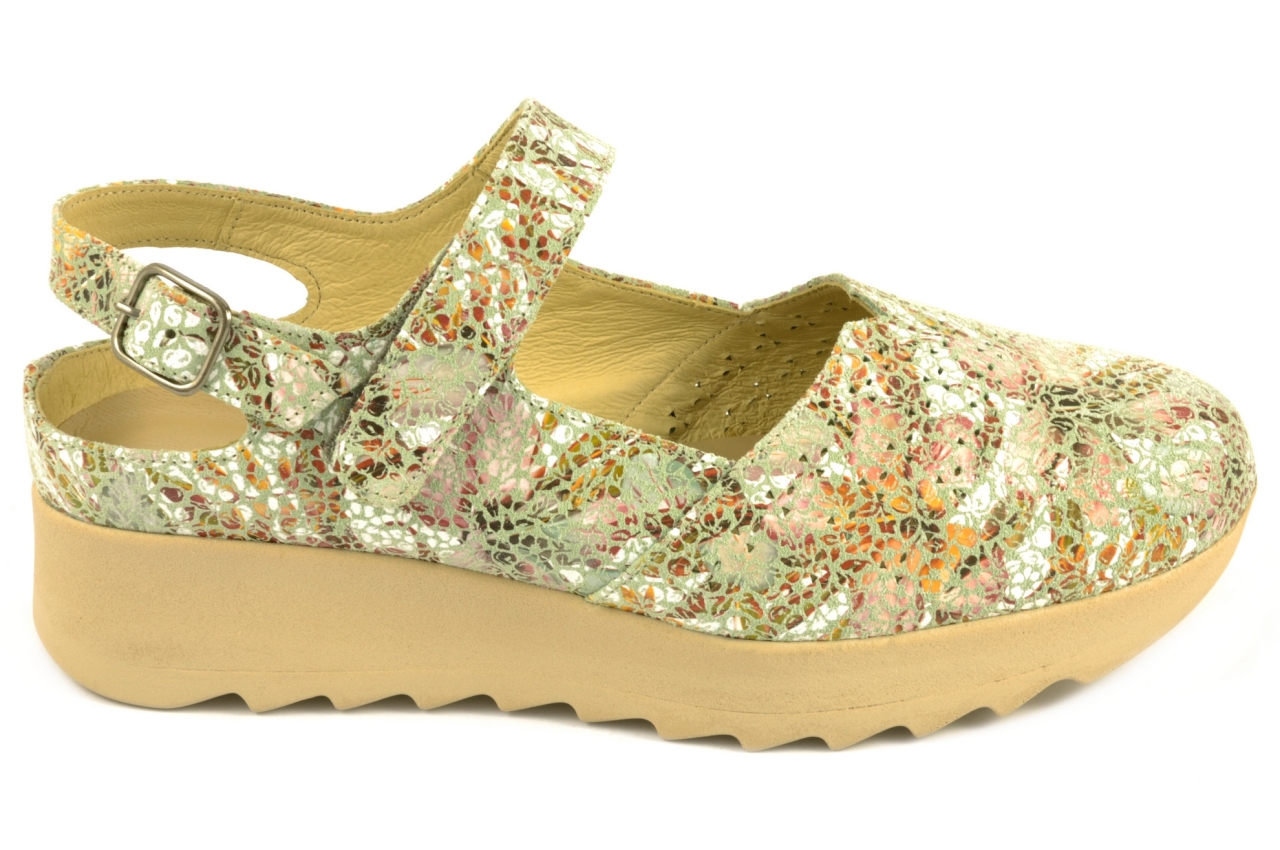 Trimas - Zapato de mujer cerrado de los dedos para plantilla, en piel estampada con tonos verdes
