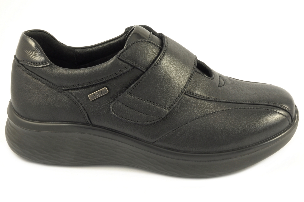 G Comfort - Zapato impermeable con velcro, horma ancha, admite plantilla ortopédica, calzado de mujer combinado en color negro