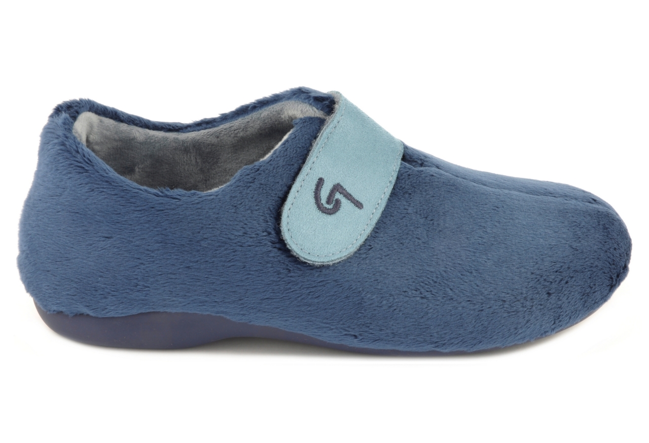 Garzón - Zapatilla cerrada con velcro, admite colocar plantillas ortopédicas, calzado para mujer en tejido de color marino