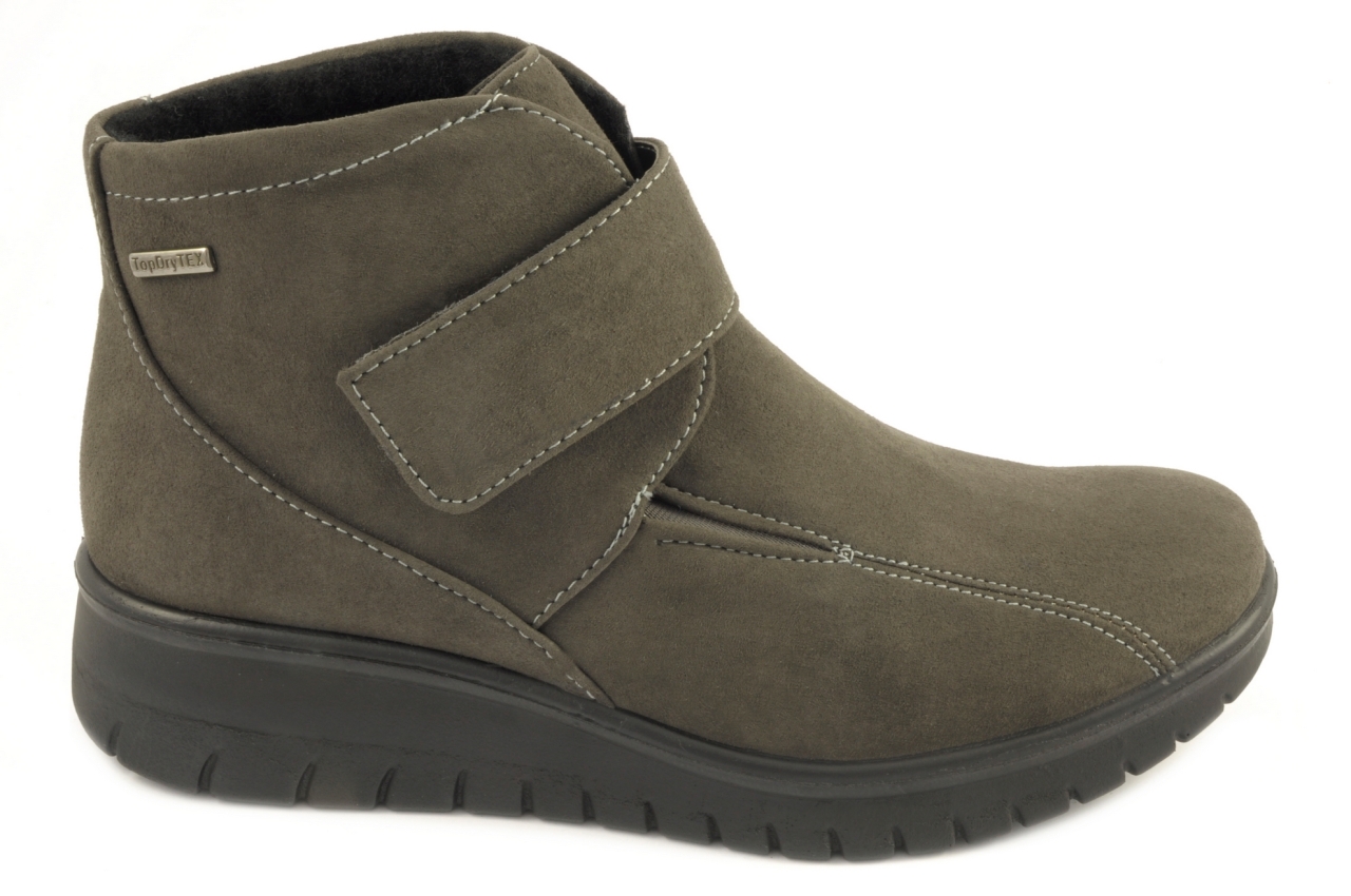 Josef Seibel - Botín impermeable en material técnico de abrigo con cinta textil adhesiva, admite plantilla ortopédica, calzado de mujer en tejido de color gris oscuro