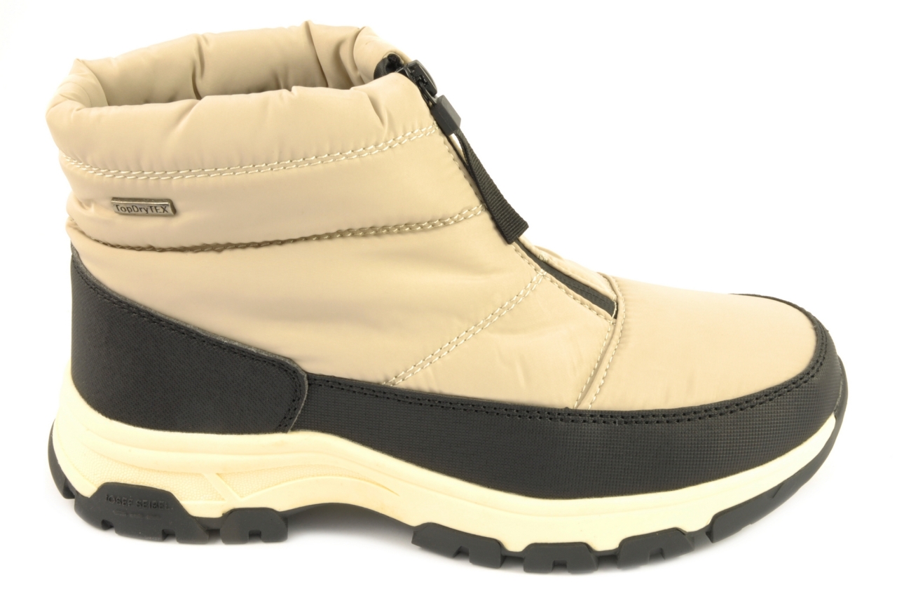 Josef Seibel - Botín impermeable en material técnico de abrigo con cremallera, admite plantilla ortopédica, calzado de mujer en tejido de color beige