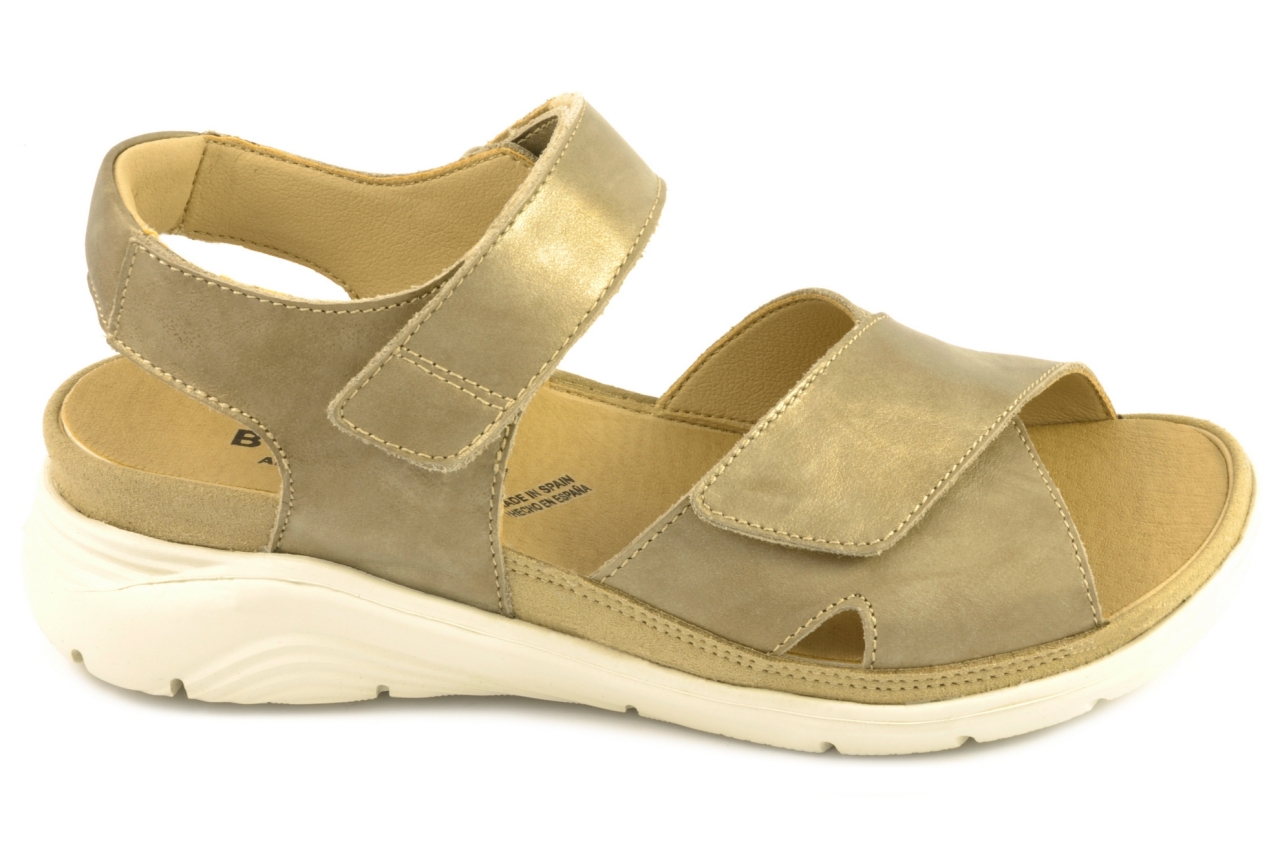 Baerchi - Sandalia con velcro de pasador, admite plantilla ortopédica, calzado para mujer en piel de color dorado