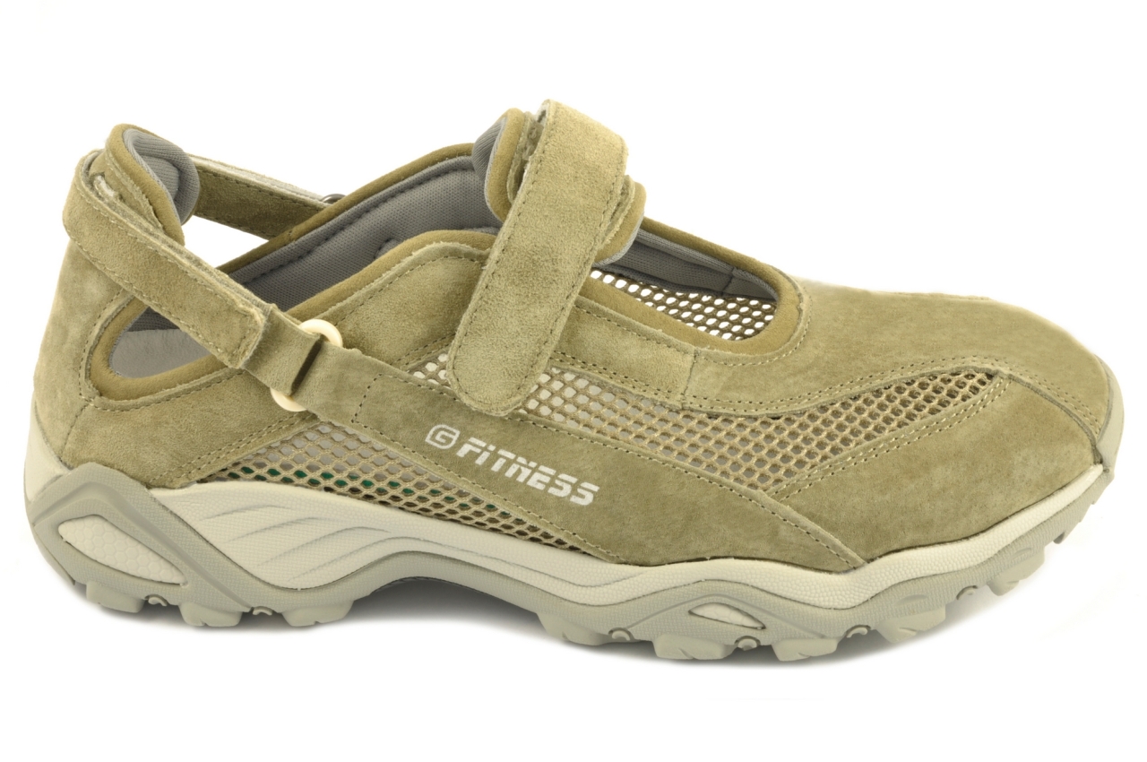 G Comfort - Zapato trekking estilo mercedes con velcro, admite plantilla ortopédica, calzado para mujer de color verde