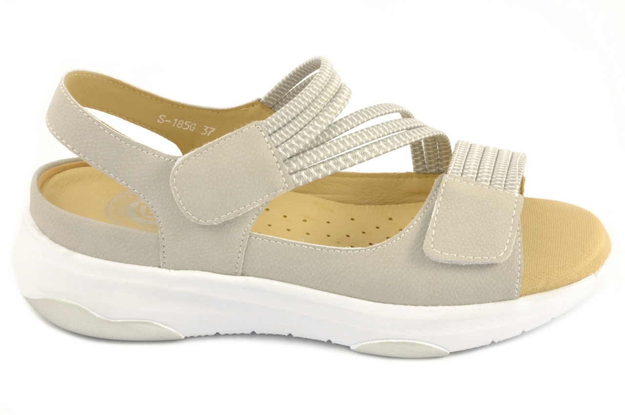 G Comfort - Sandalia con 2 velcros, admite plantillas ortopédicas de tamaño grande, calzado de mujer en piel de color gris