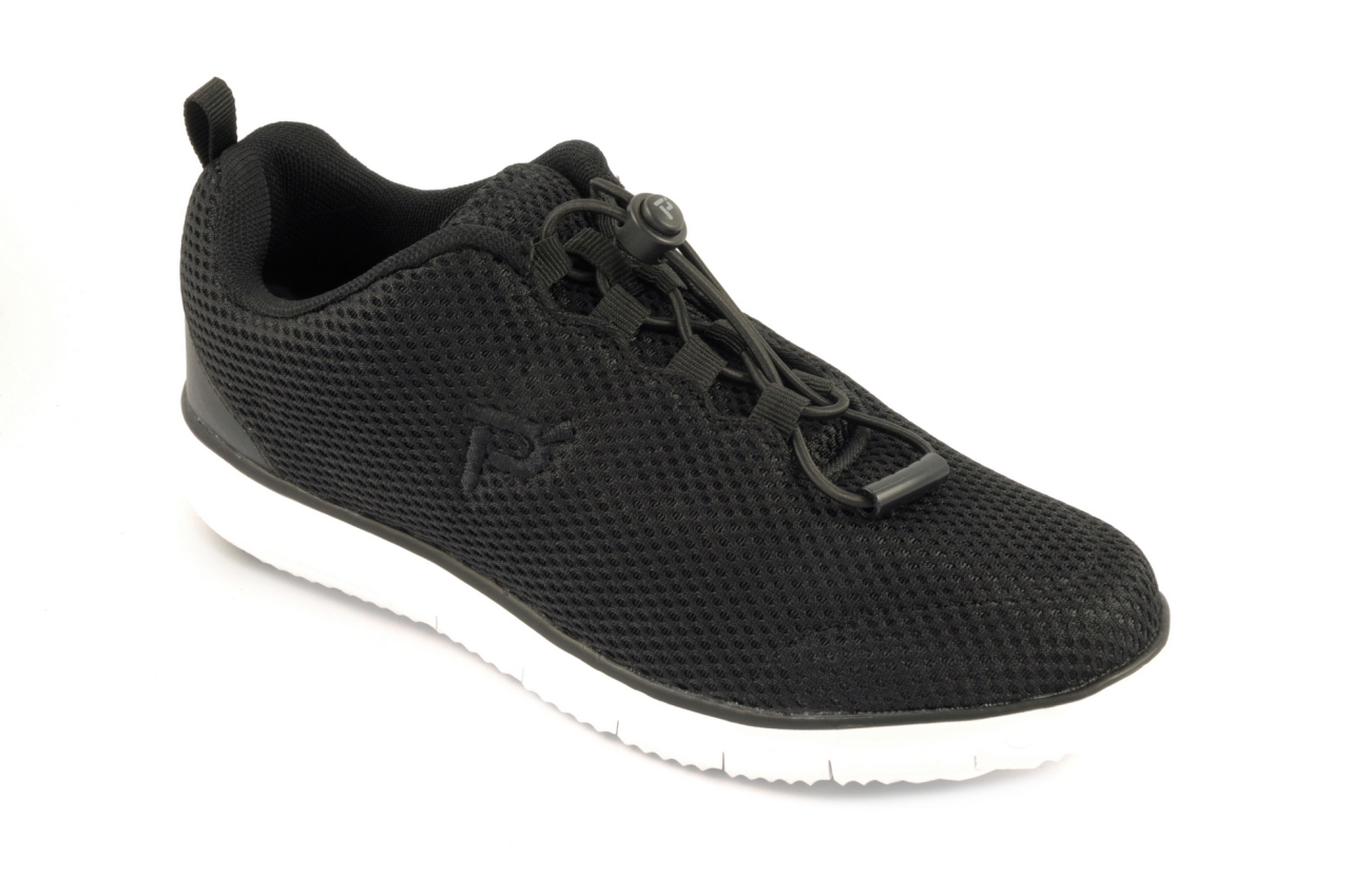 Propét - zapatillas de deporte con cordón elástico, admite plantilla ortopédica, bambas para mujer en tejido color negro