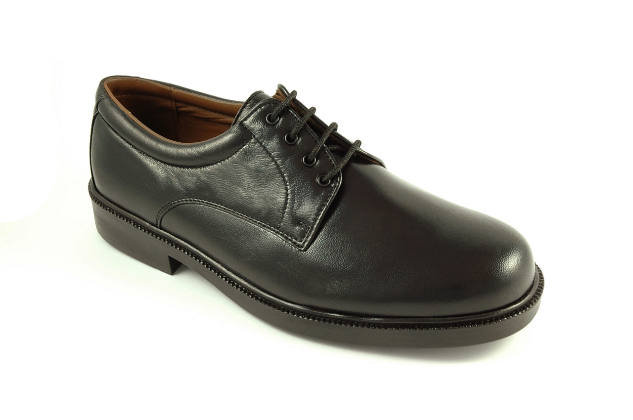 Baerchi - Zapato con cordones sin costuras de ancho especial, piso antideslizante, admite plantilla ortopédica, calzado de hombre en piel de color negro