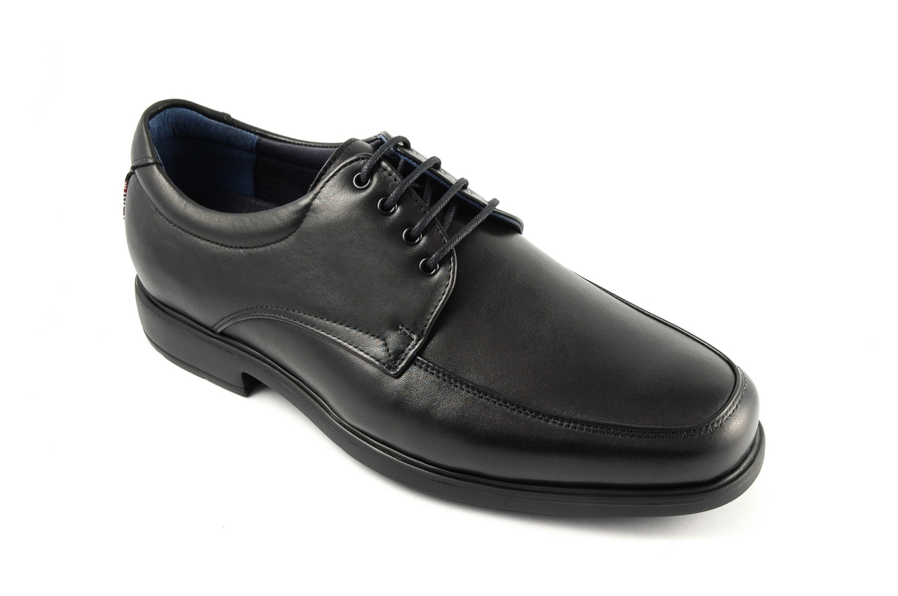 Tolino - Zapato con cordón de ancho especial, admite plantilla ortopédica, calzado de hombre en piel negra