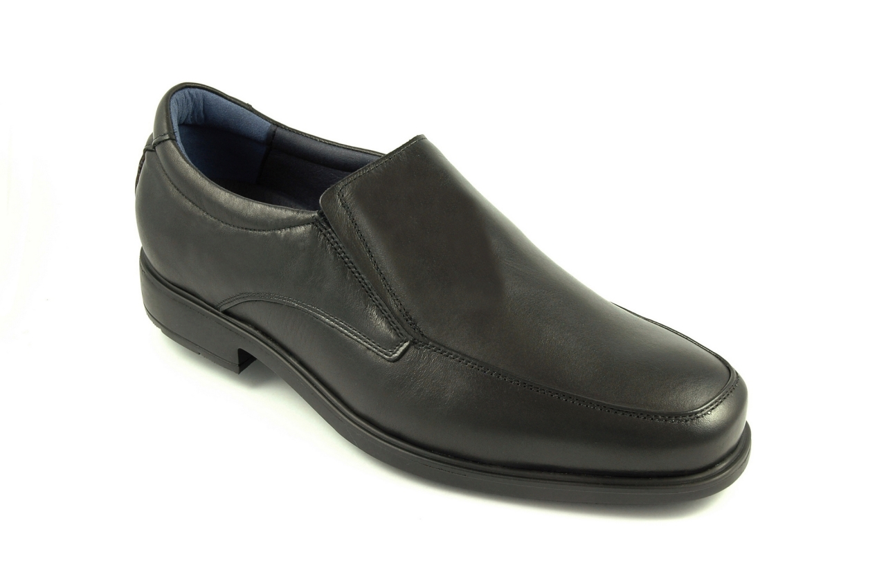 Tolino - Zapato de ancho especial tipo abotinado, admite plantilla ortopédica, calzado de hombre en piel negra