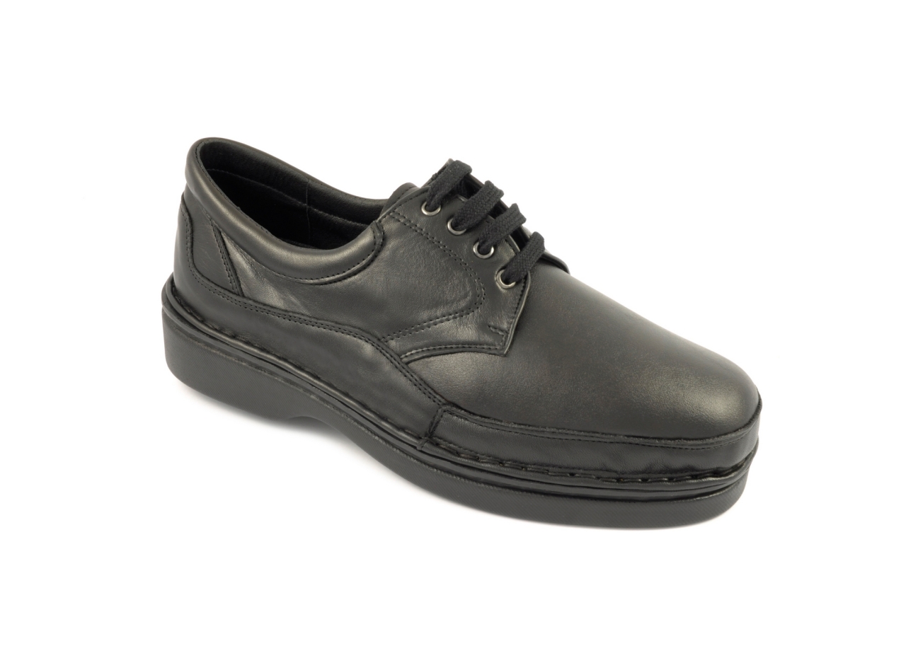 Tamicus - Zapato con cordones de horma muy ancha, admite plantilla ortopédica, calzado de hombre combinado en piel y licra en color negro