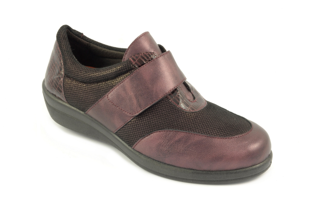 Doctor Cutillas - zapato cómodo con cinta textil adhesiva, admite plantilla ortopédica, calzado de mujer en color burdeos