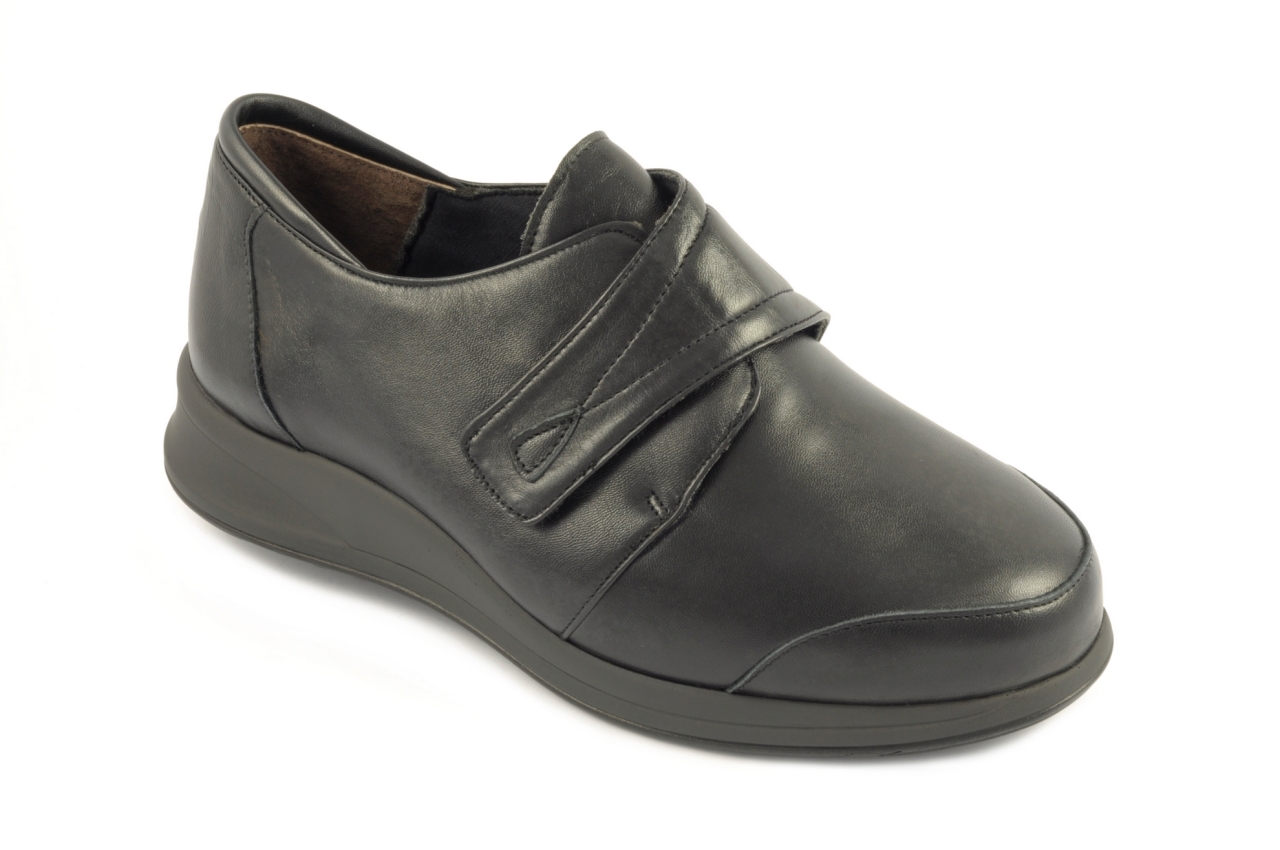 Trimas - zapato con el ancho 16 en velcro, especial para plantilla ortopédica, calzado de mujer en color negro